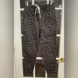 ELWOOD Women's Leopard Print Relaxed Fit Drawstring Tapered Leg Pants Size S